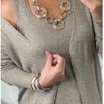 Conjunto Tricô  Cardigan Bege