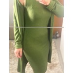 Vestido Midi +Cardigan Verde 